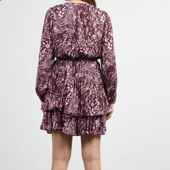 Skies are Blue zebra print tiered pleated dress Sz S - Picture 2 of 11